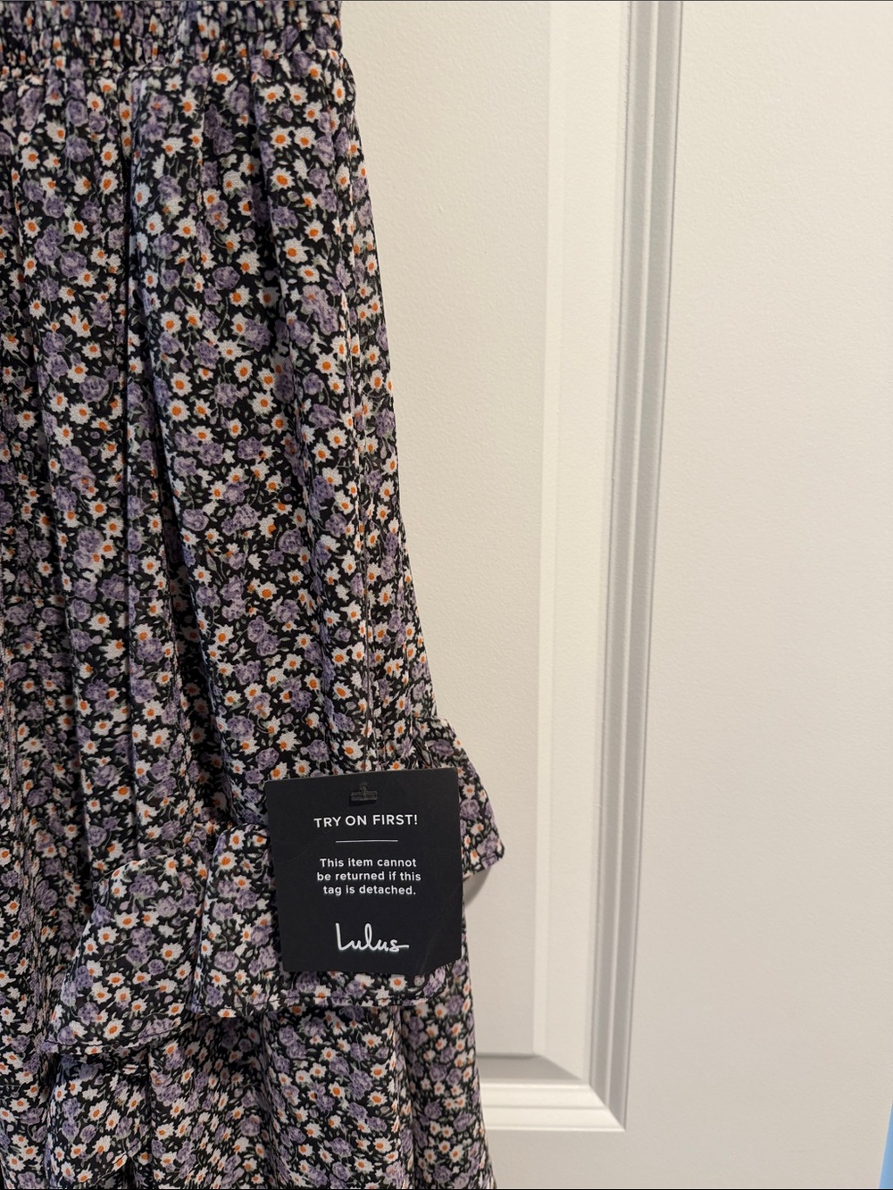 Lulu's Black Floral Ruffle Midi Dress - Picture 2 of 5